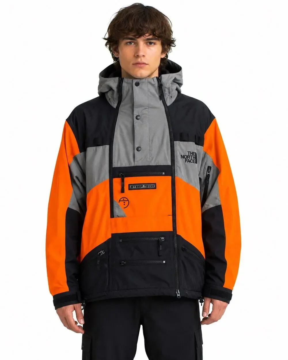 The North Face Steep Tech 2009 Ski Jacket XL Orange Gray Black Gorpcore